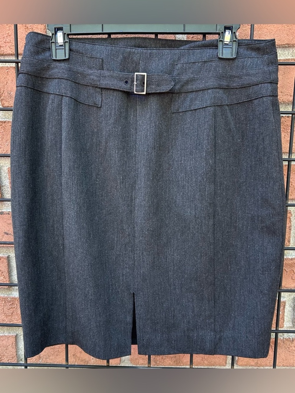 Banana Republic Dark Charcoal Gray Pencil Skirt with Belt Wool
